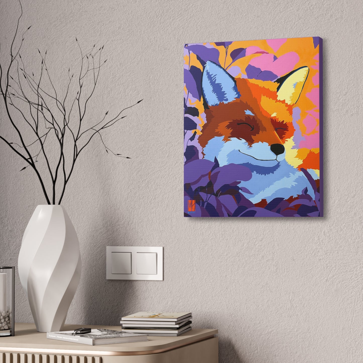 Enchanted Embers Evening Fox Stretched Canvas Print