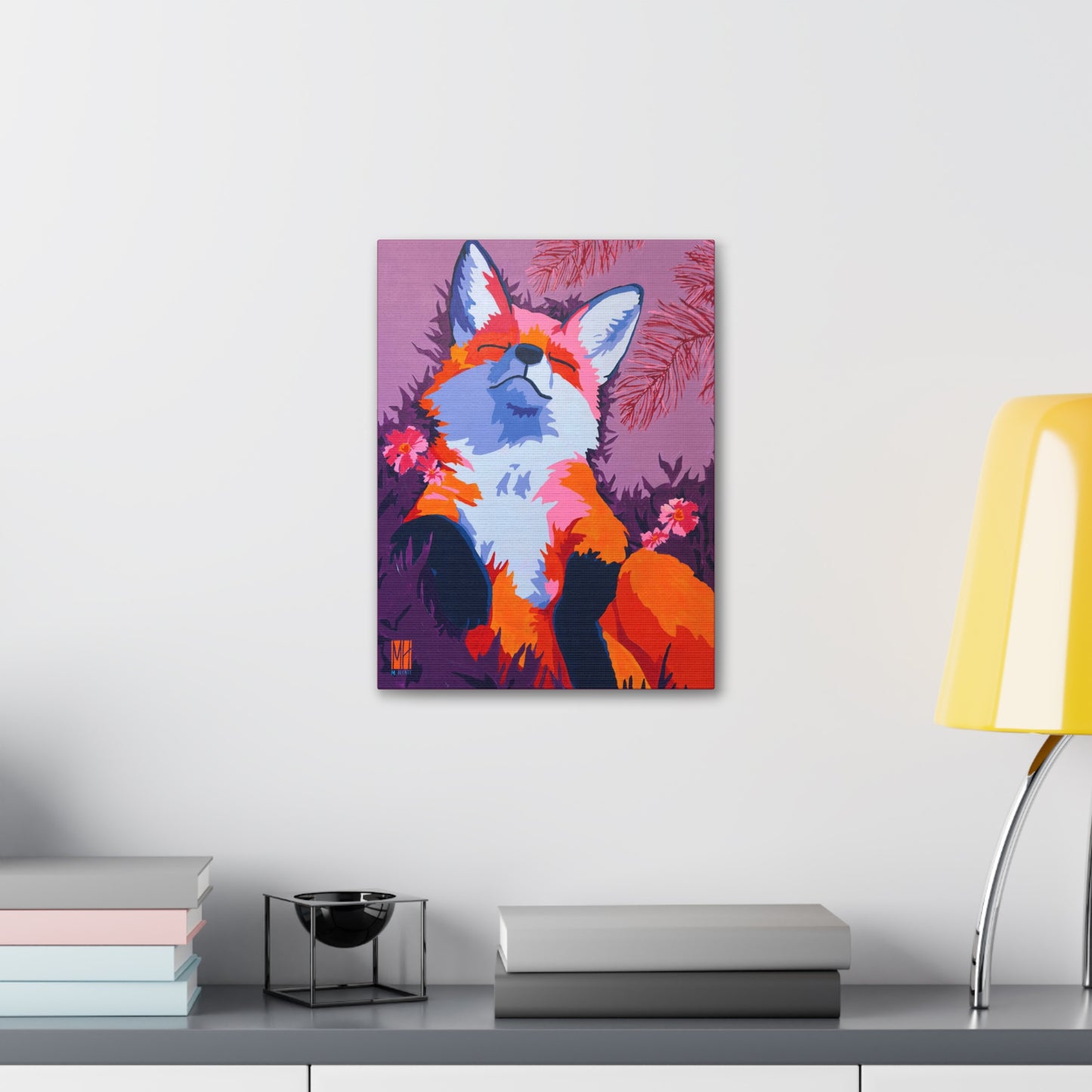 Dusky Violet Fox Nap Stretched Canvas Print