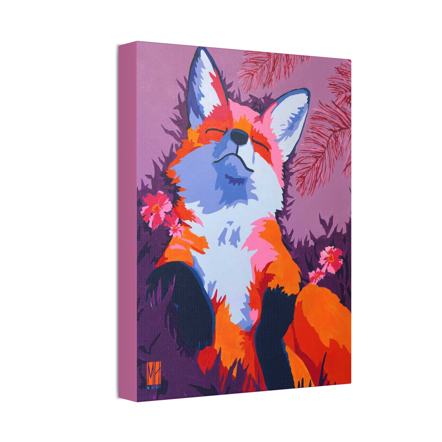 Dusky Violet Fox Nap Stretched Canvas Print
