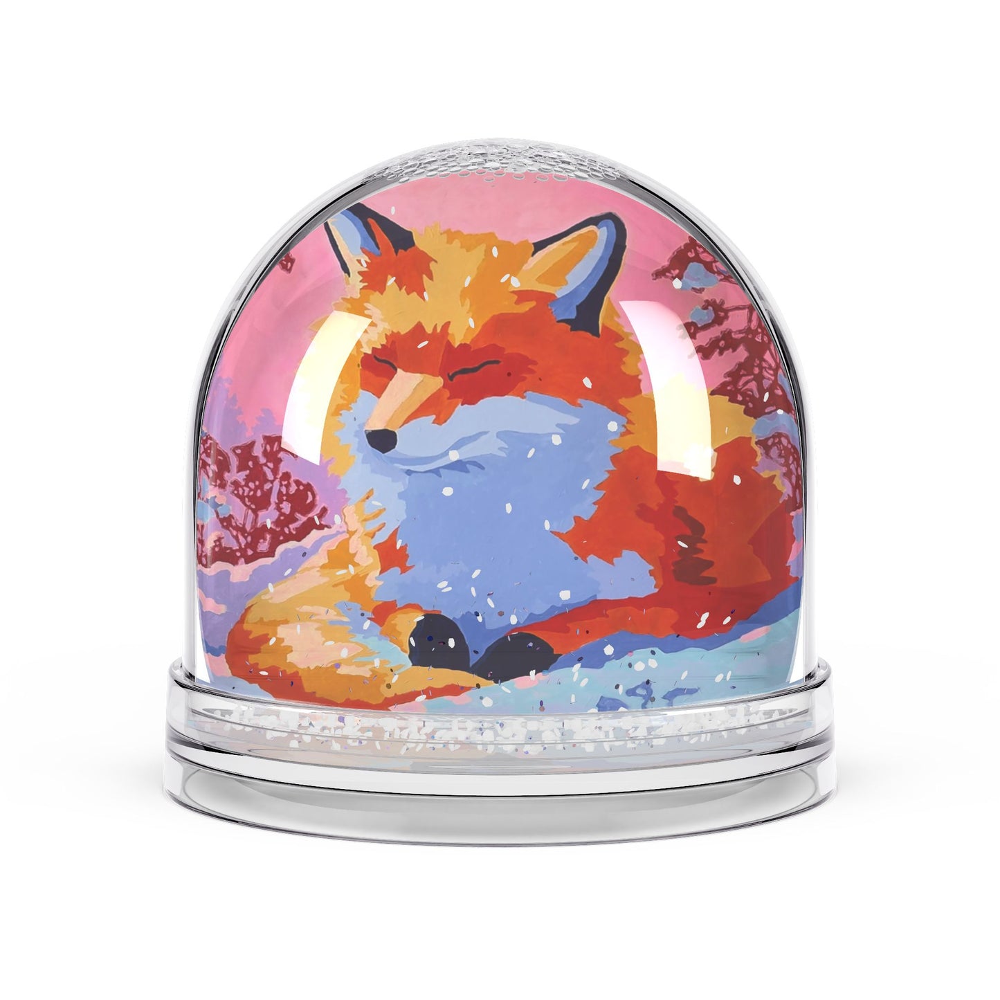 Glowy Winter Fluff Fox Snow Globe