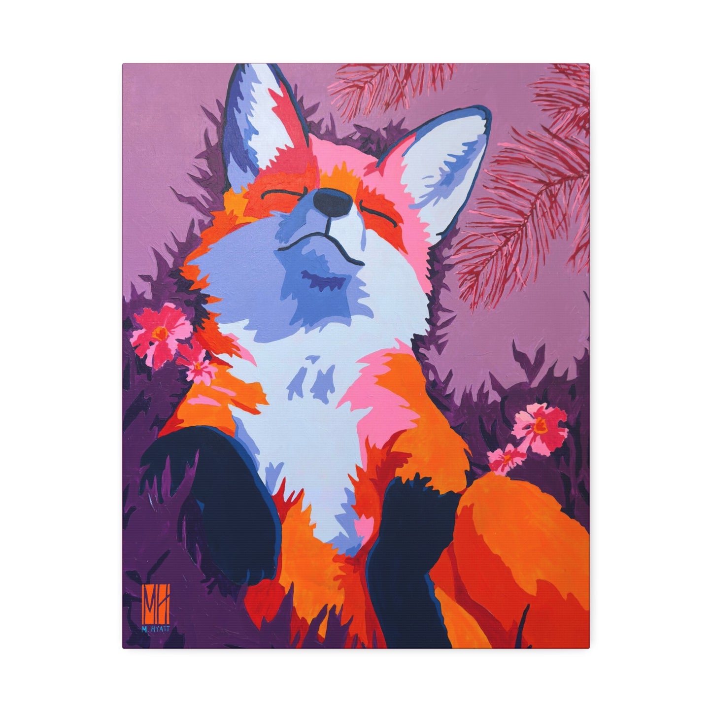 Dusky Violet Fox Nap Stretched Canvas Print