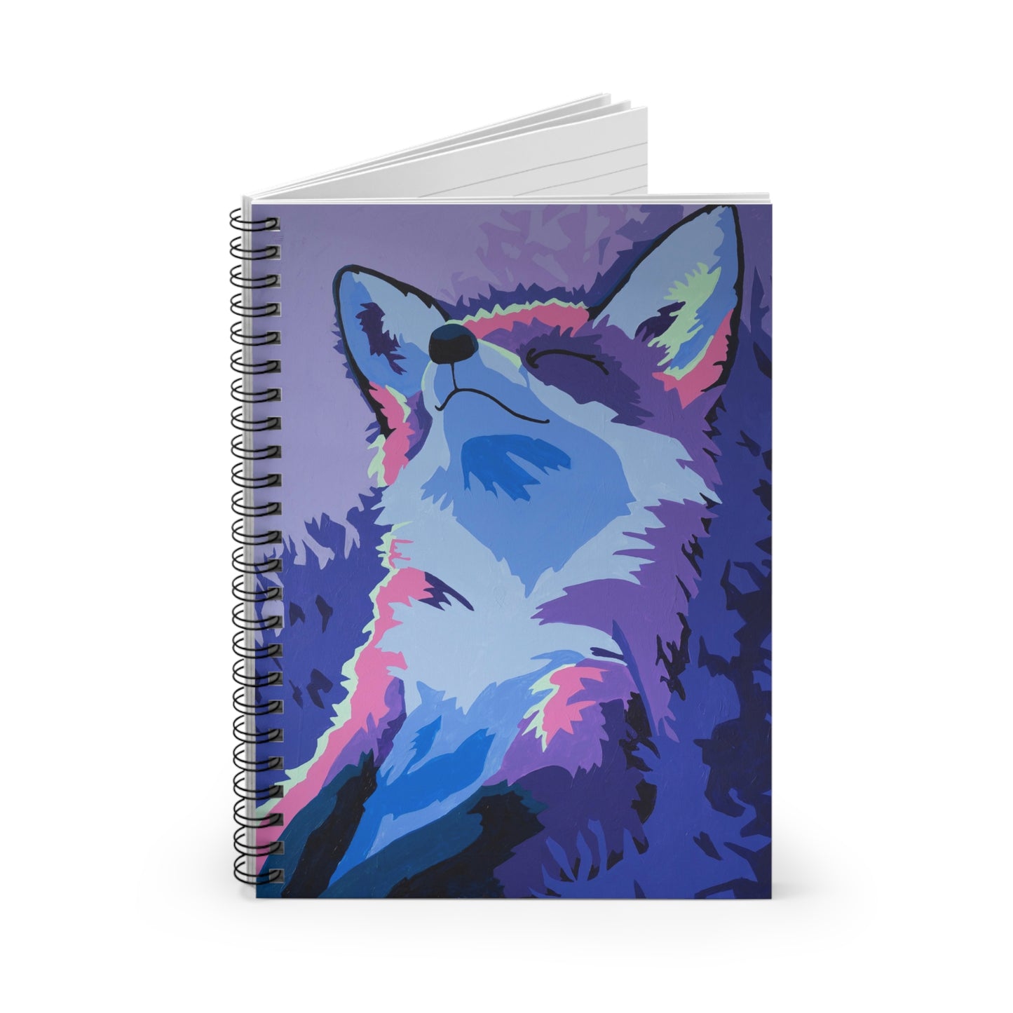 Manganese Midnight Moonlight Fox Spiral Notebook