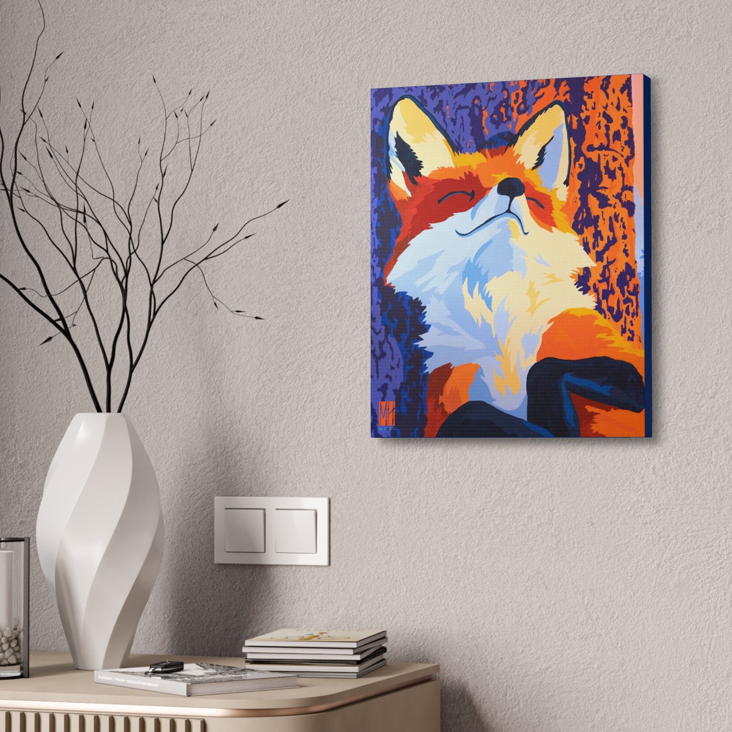 Waking Warmth Walnut Fox Stretched Canvas Print