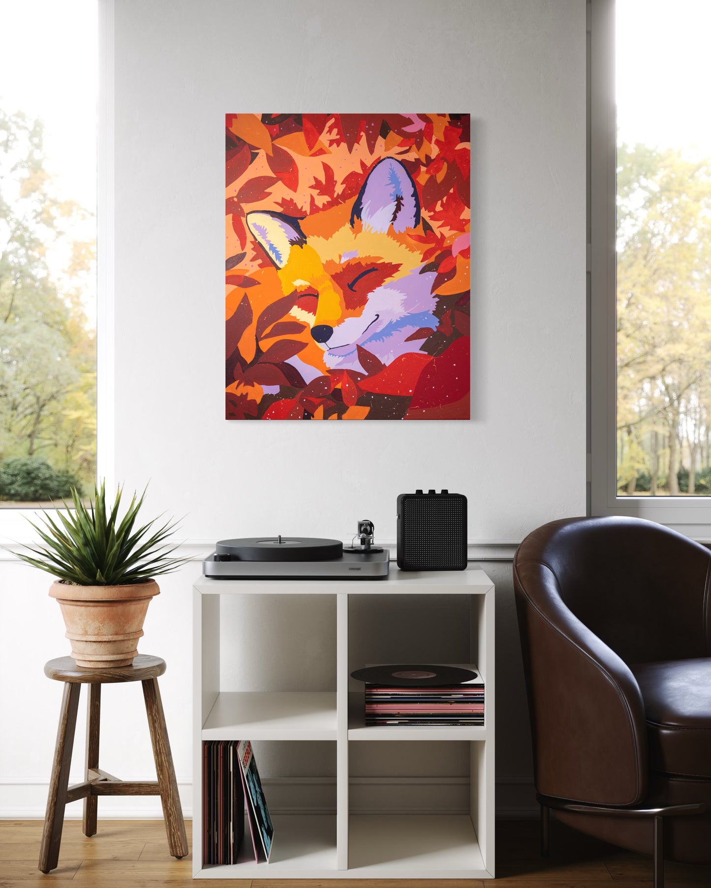 Blowing Burgundy Birch Fox