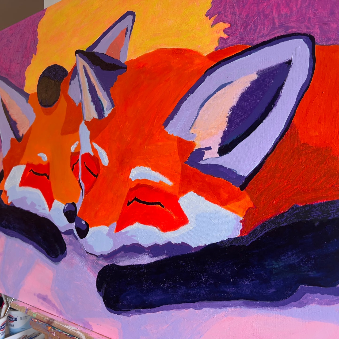 Sleepy Fox Duo, 30 x 40”