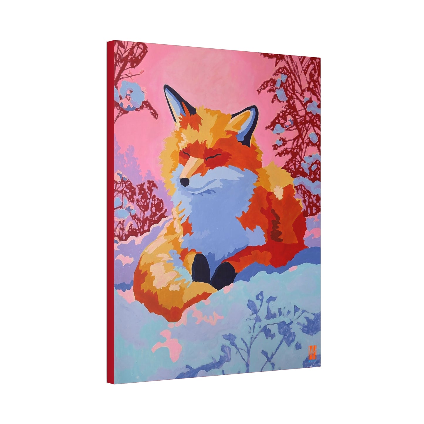 Glowy Winter Fluff Fox Stretched Canvas Print