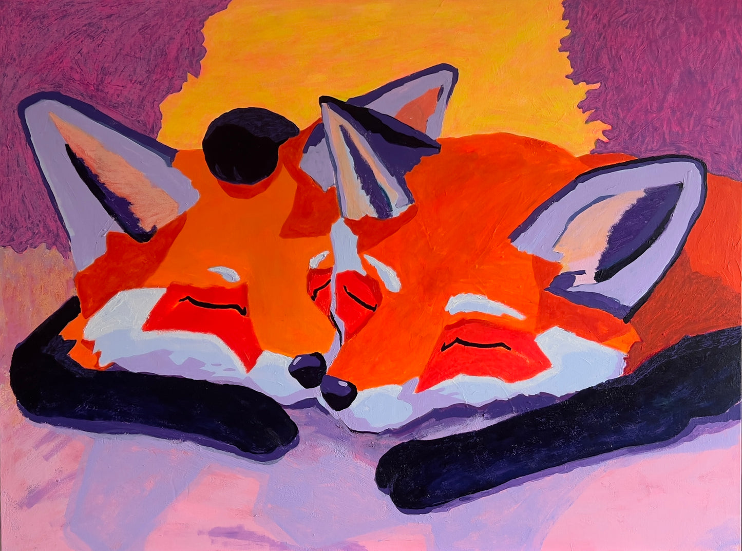 Sleepy Fox Duo, 30 x 40”