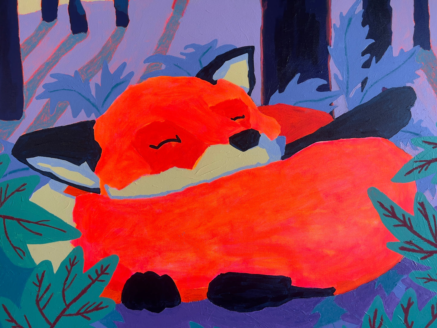 Sleepy Winter Fox, 30x40"