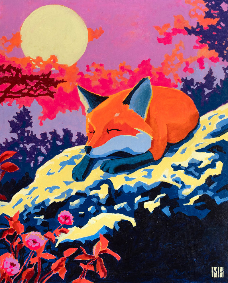 Sleepy Moonlit Fox